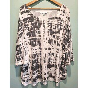 Rose And Olive Gray White 1/2 Dolman Sleeve Soft Knit Top Sz 3X